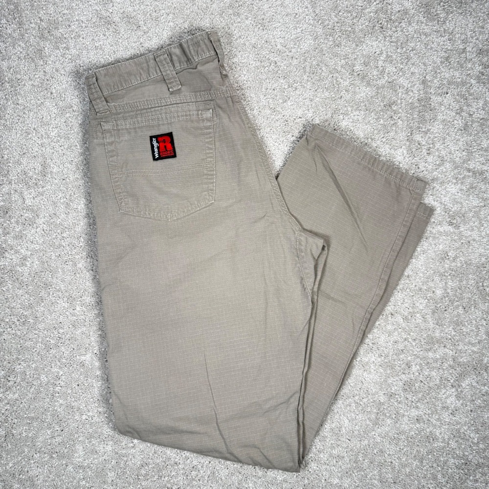 Wrangler Riggs Workwear Men's 34x34 Tan Ripstop Ranger Pants Utility Work Pants